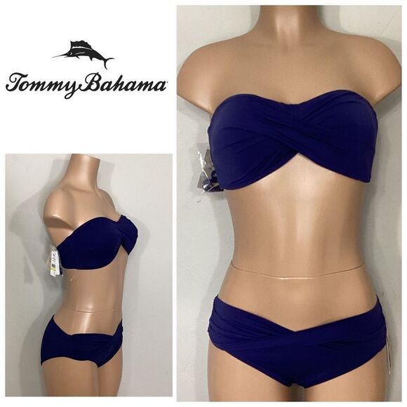New. Tommy Bahama navy bikini set. MIXED SIZES. S-bottom/M-top. Retails $139